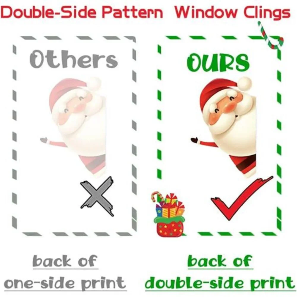 82PCS Christmas Snowflake Window Clings, Santa & Reindeer Holiday‎ Glass Decals